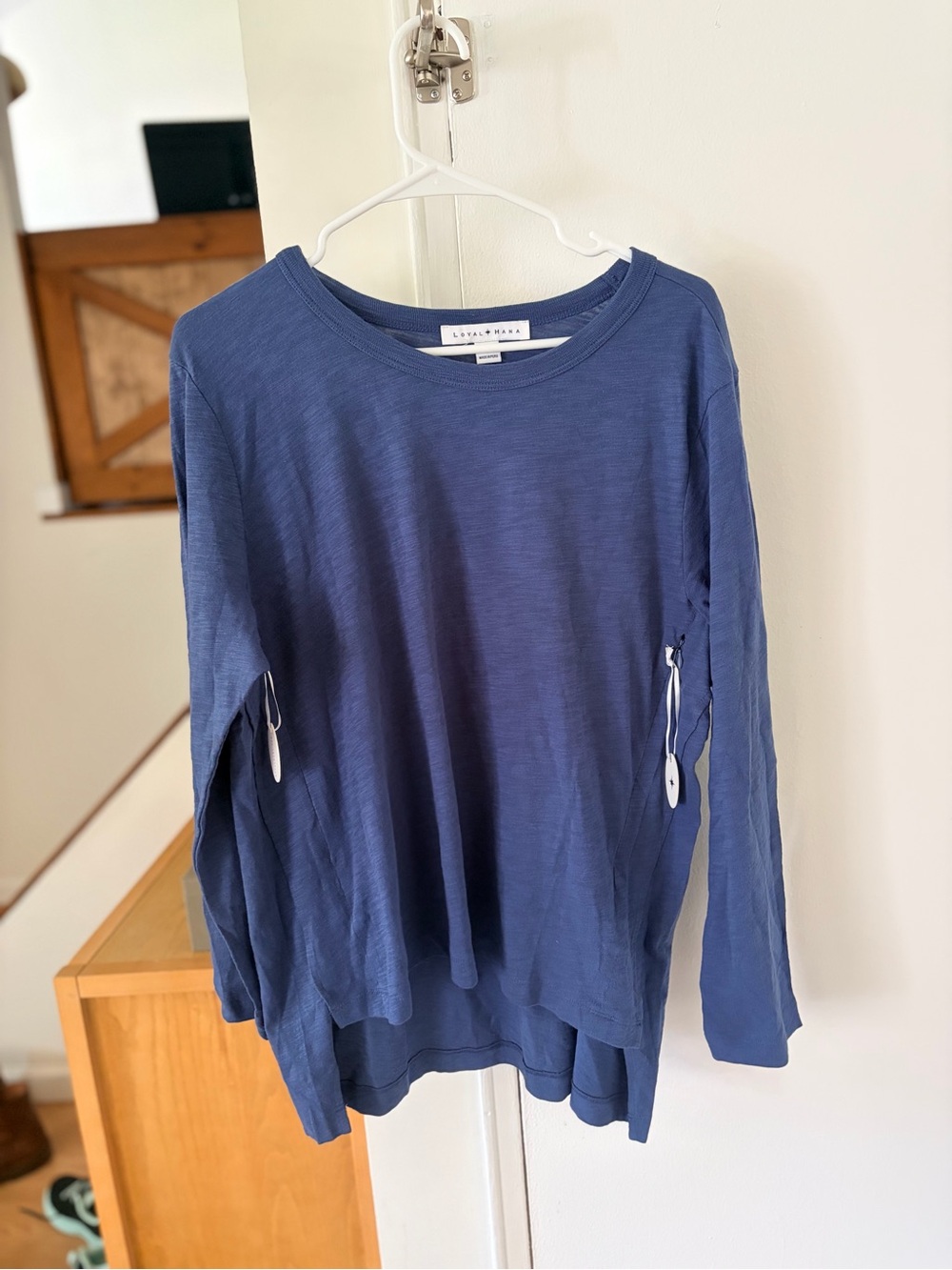 Loyal Hana Kendal Indigo Blue Long Sleeve Maternity & Nursing Top L